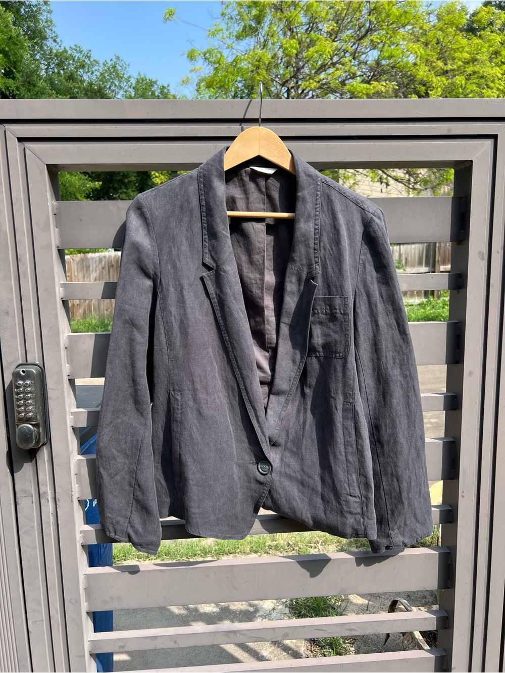 Poetry Slate Gray Silk-Linen Blend Blazer Size 10